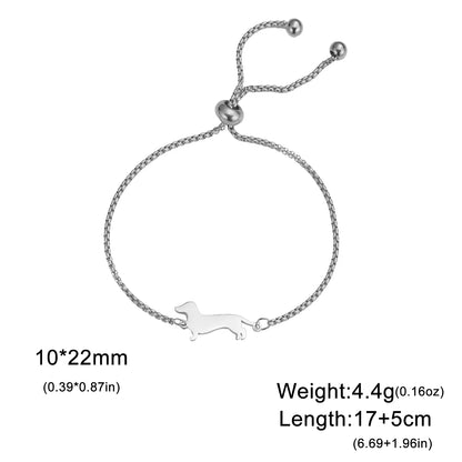 Dachshunds Dog Bracelets for Women Stainless Steel Double Layers Beads Chain Puppy Pet Bracelets Jewelry Birthday Gift